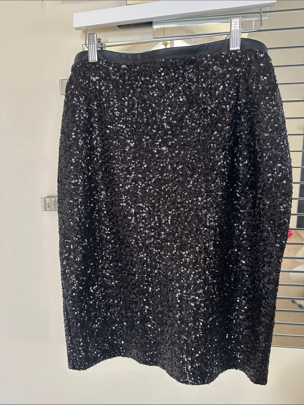 Express Black Sequin Pencil Skirt